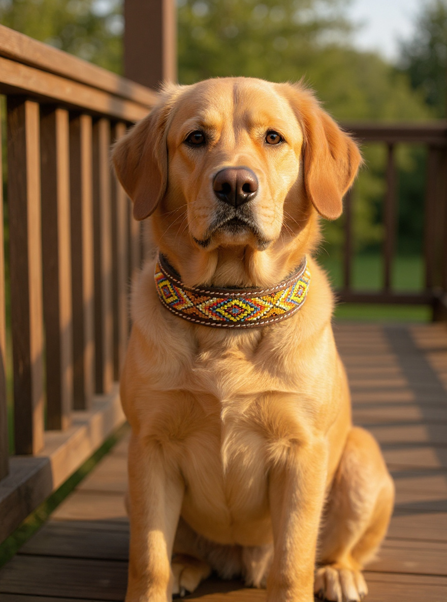 Epic Padded Leather Dog Collar with Beaded Design #E