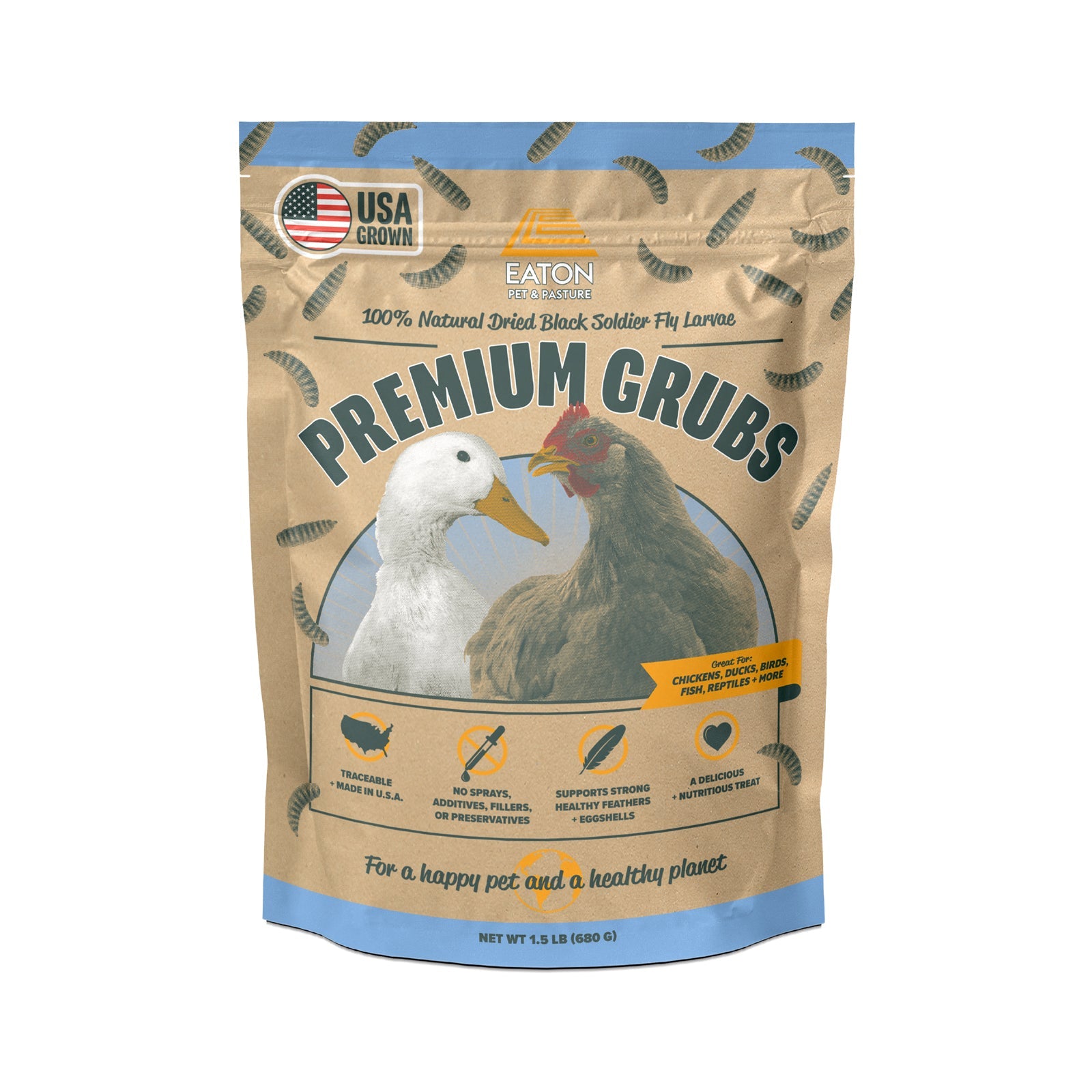 Premium Grubs, USA Grown Dried Black Soldier Fly Larvae, High Calcium