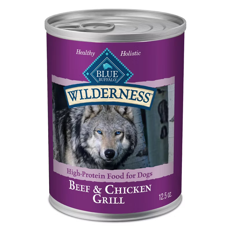 Blue Buffalo Wilderness High Protein Beef & Chicken Canned Dog Food 12.5oz