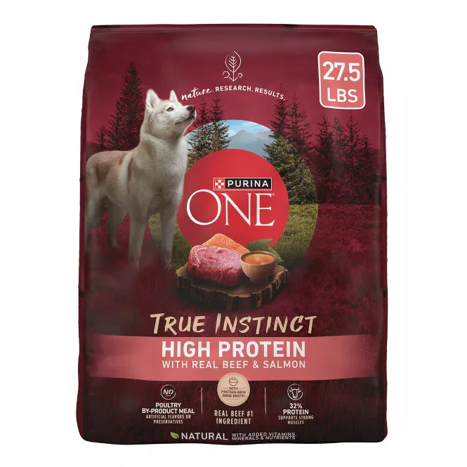 Purina ONE SmartBlend True Instinct High Protein Natural Real Beef & Salmon Flavor Dry Dog Food 27lb