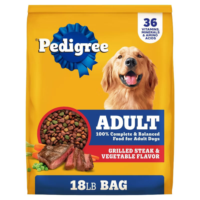 Pedigree Grilled Steak and Vegetable Flavor Adult Dry Dog Food 18lbs