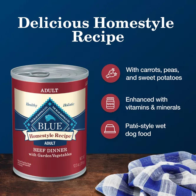 Blue Buffalo Homestyle Beef Recipe Canned Dog Food 12.5oz