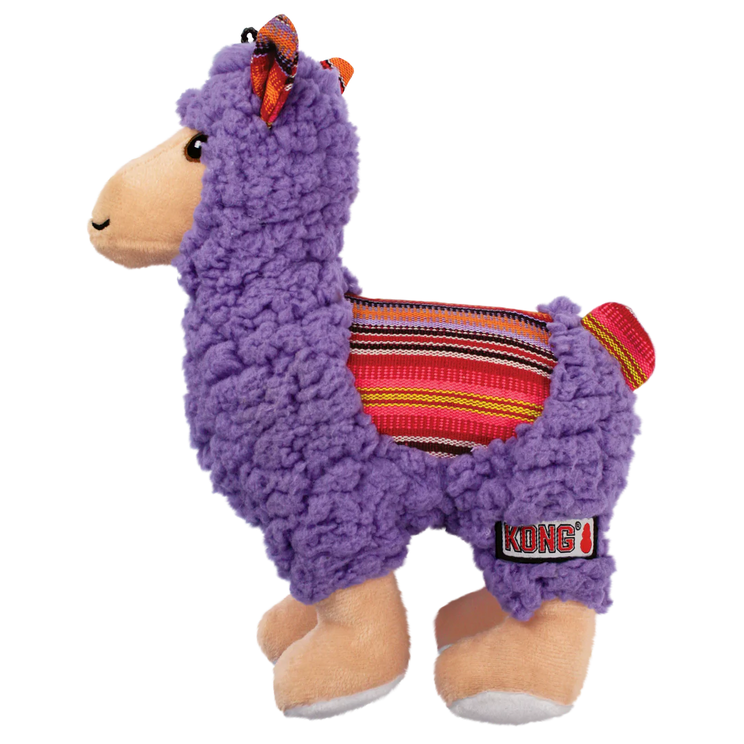 KONG Sherps Plush Multi-textured Squeaker Dog Toy - Llama