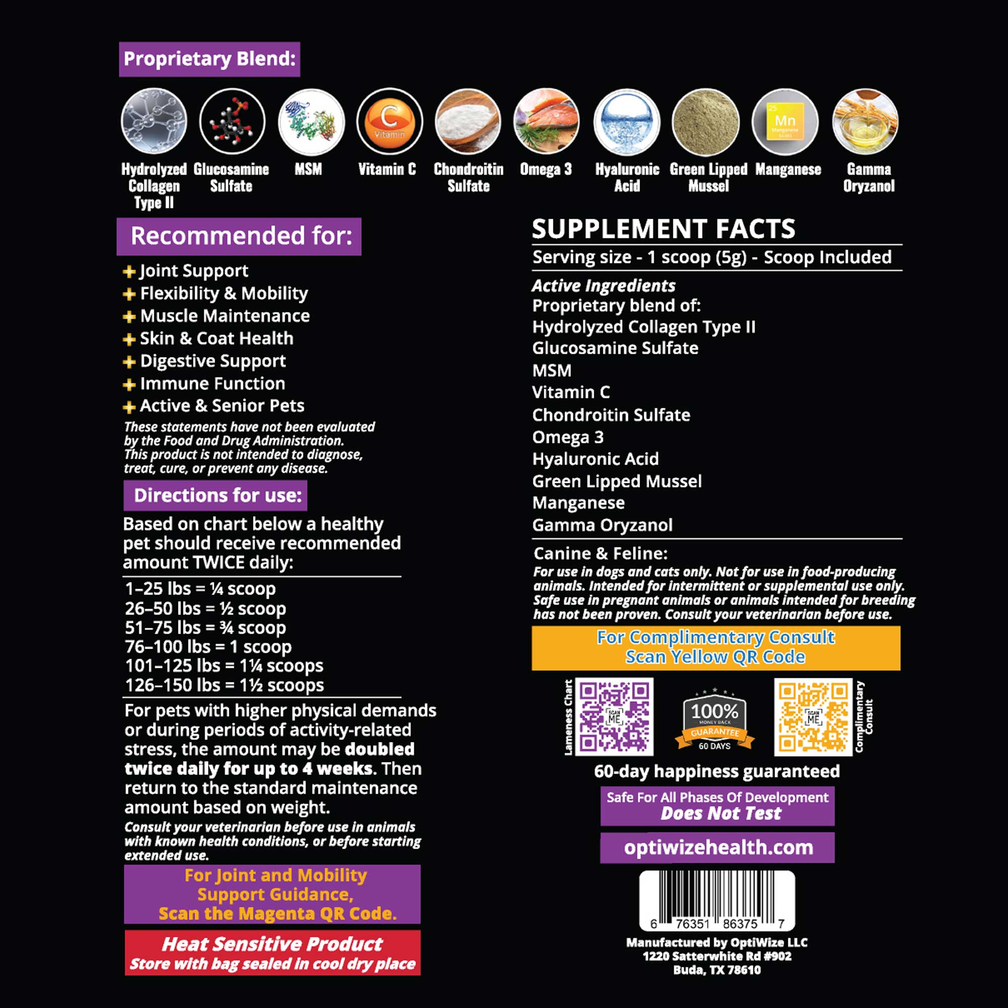 OptiWize Collagen +Plus Dogs and Cat Joints Health Supplement