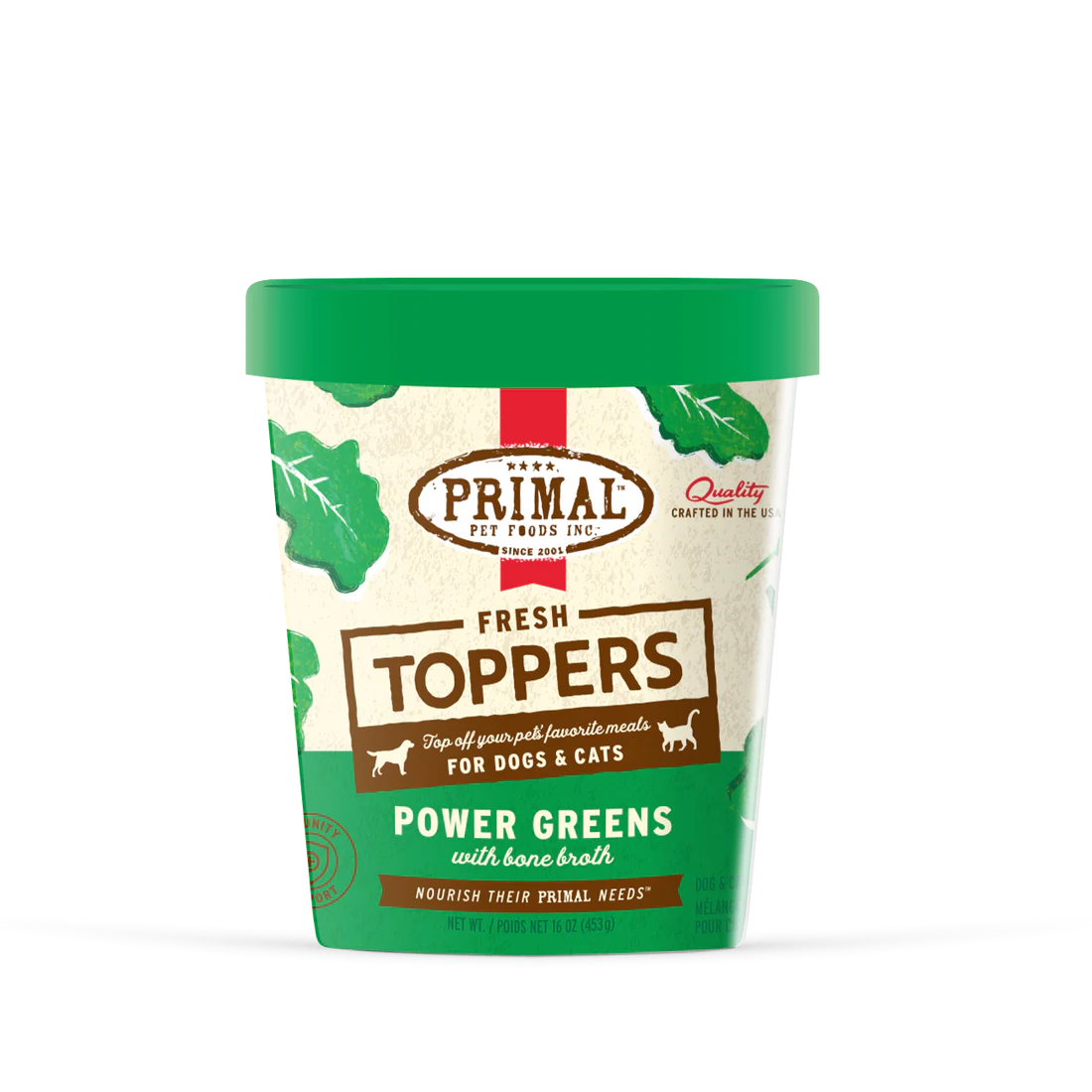 Primal Fresh Topper Power Greens Recipe for Dogs and Cats 16oz