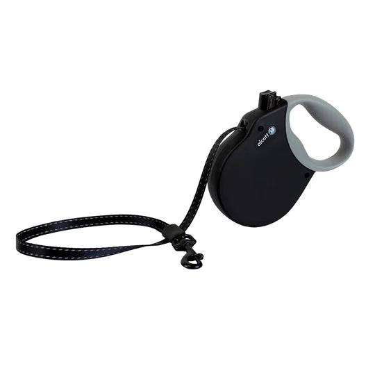 Alcott Adventures Retractable Reflective Leash Medium Black