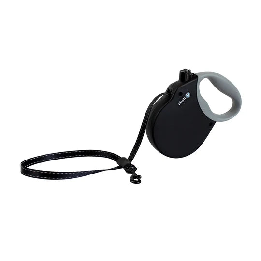 Alcott Adventures Retractable Reflective Leash Small Black