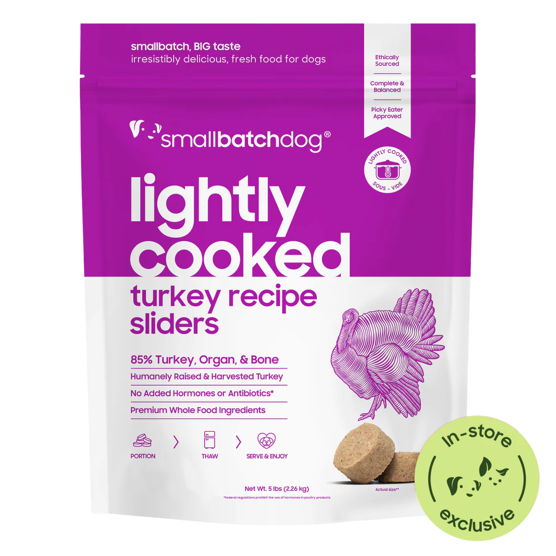 SmallBatch Lightly Cooked Turkey Sliders for dogs 2lb