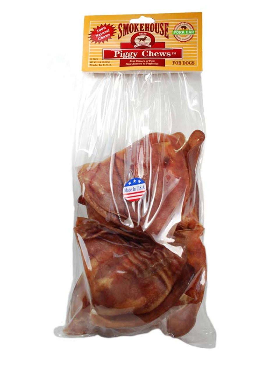 Smokehouse USA Made Natural Pig Ears Dog Chew 10PK