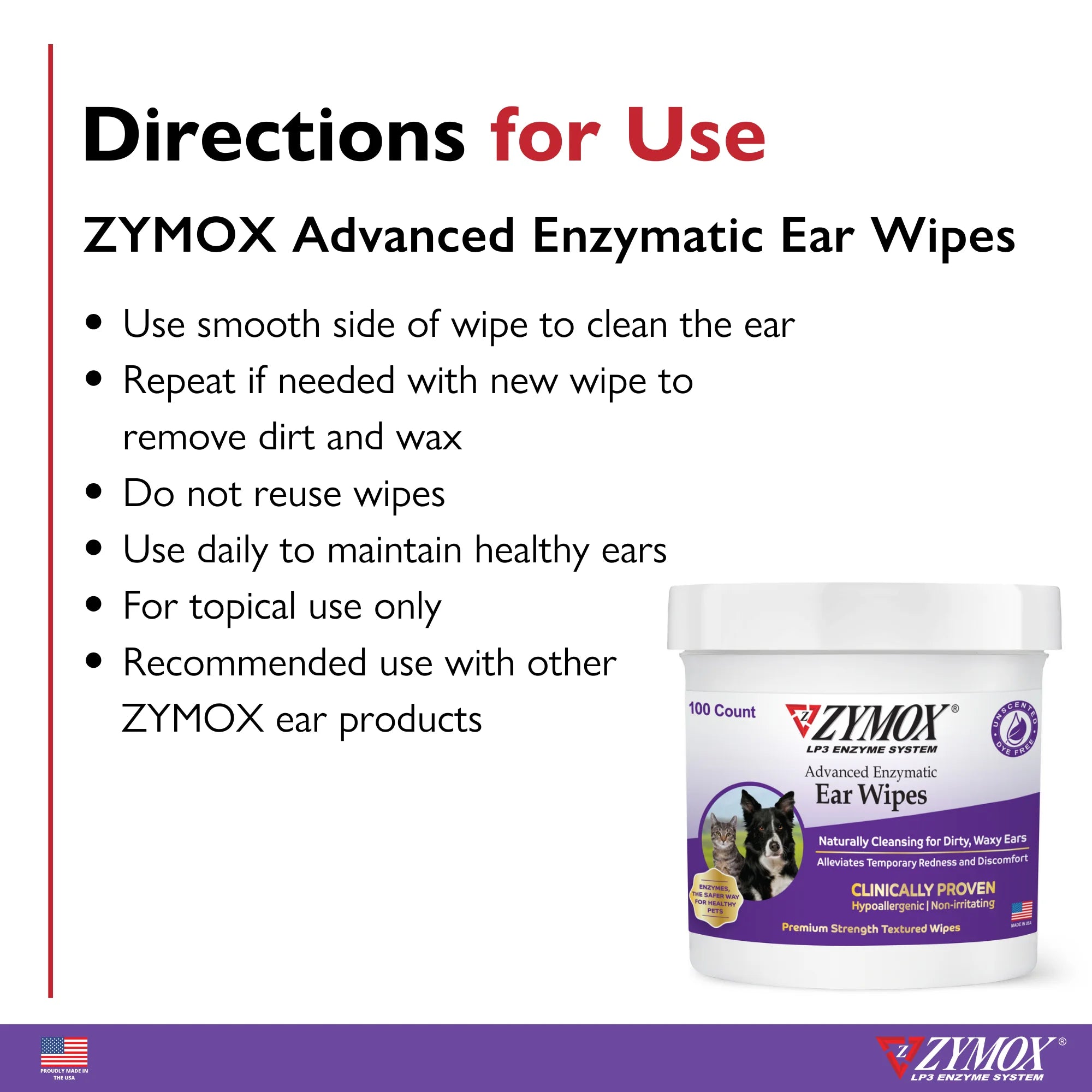 ZYMOX® Advanced Enzymatic Ear Wipes 100ct