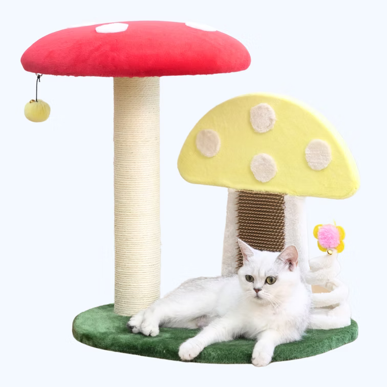 PetPals Moultrie is a mushroom perch scratcher with a natural sisal scratching post for healthy claws