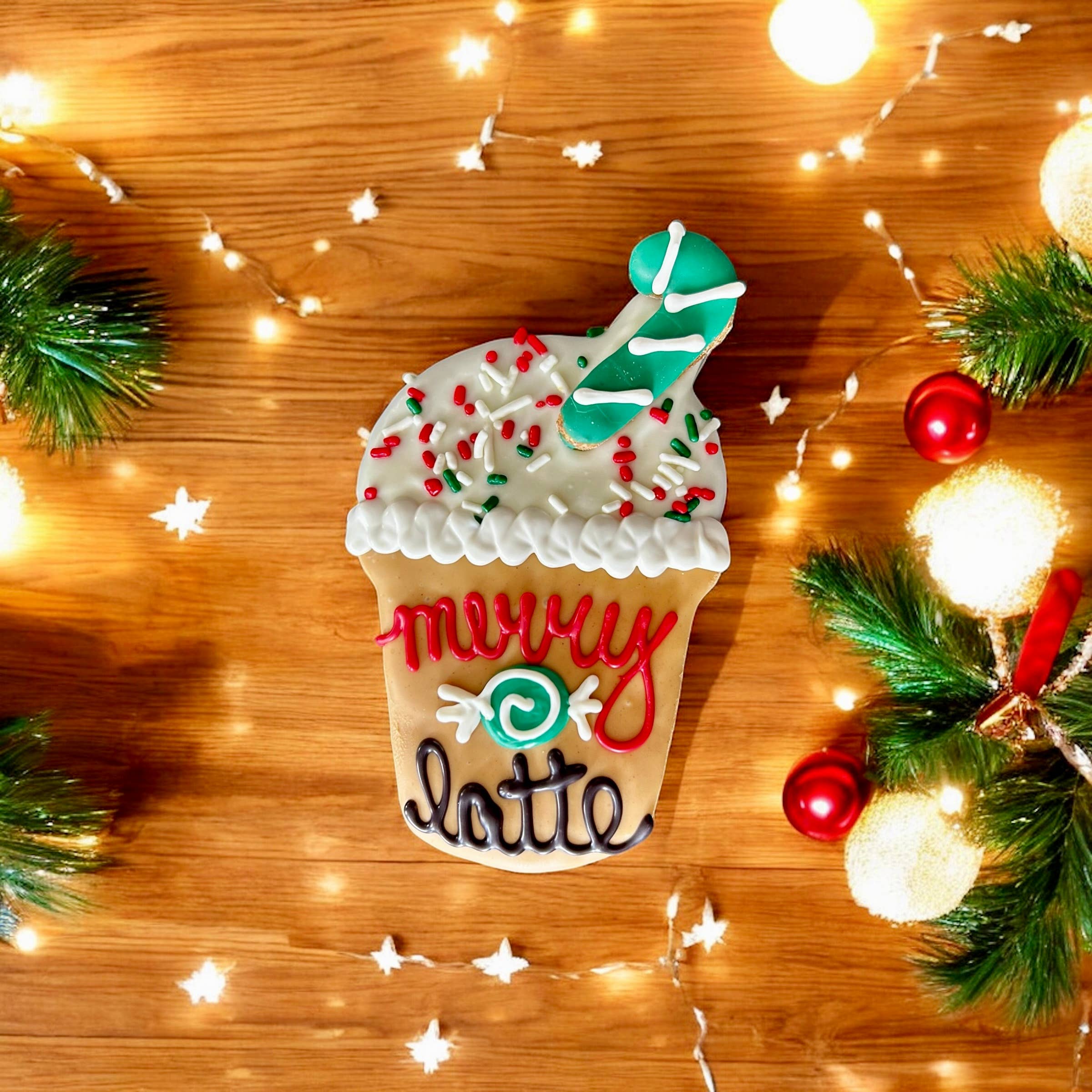 Iced Merry Mint Christmas Latte dog treats