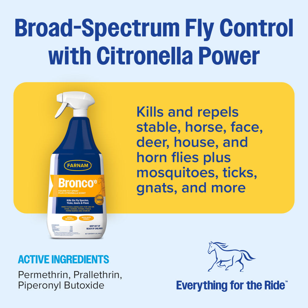 Farnam Bronco e Equine Fly Spray Plus Citronella Scent 32oz