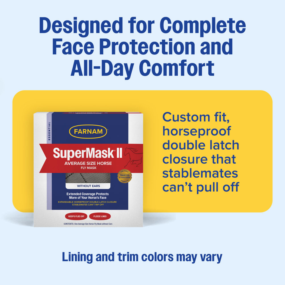 Farnam SuperMask II Horse Fly Mask Average without Ears Assorted Colors
