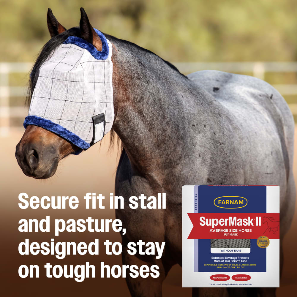Farnam SuperMask II Horse Fly Mask Average without Ears Assorted Colors