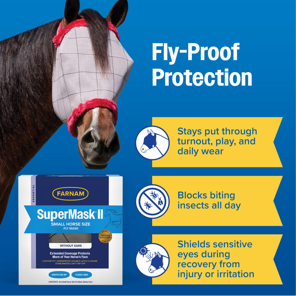Farnam SuperMask II Small Horse Fly Mask without Ears Assorted Colors