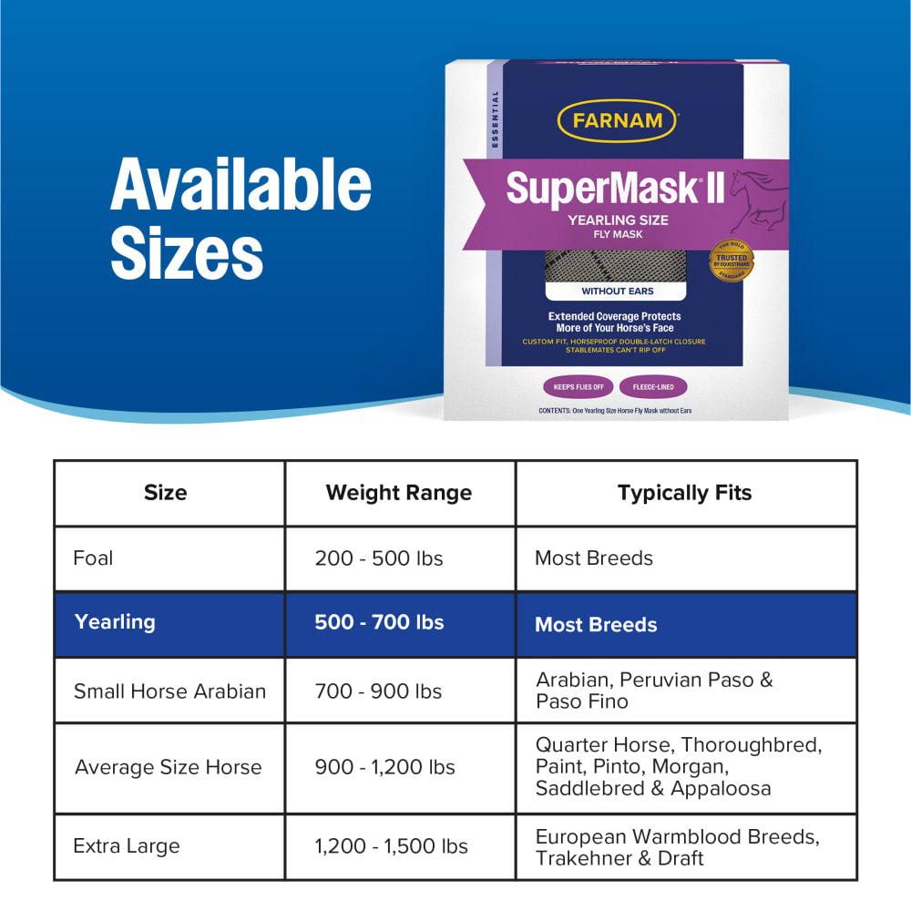 Farnam SuperMask II Yearling Fly Mask without Ears Assorted Colors