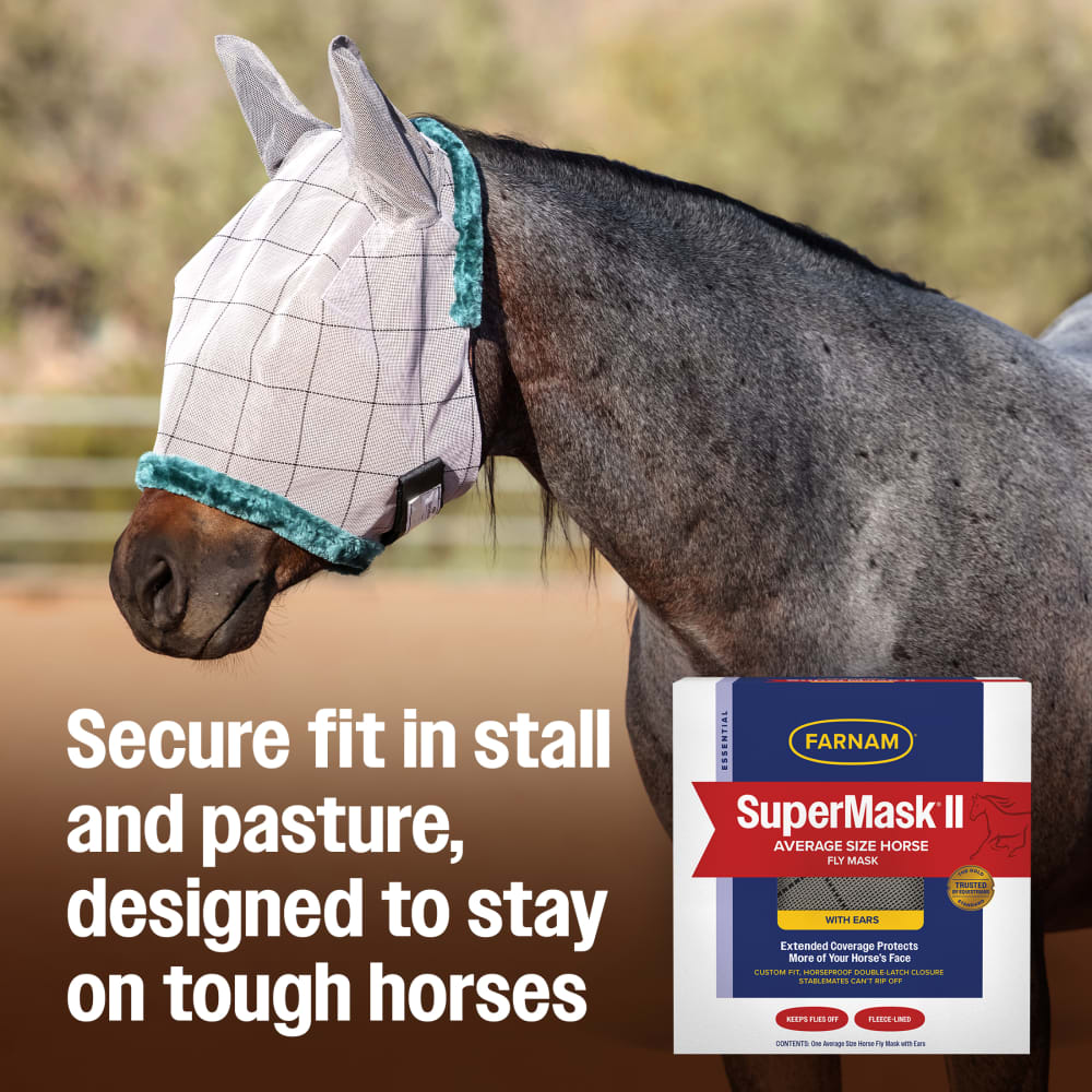 Farnam SuperMask II Fly Horse Mask with Ears Average Horse Assorted Colors