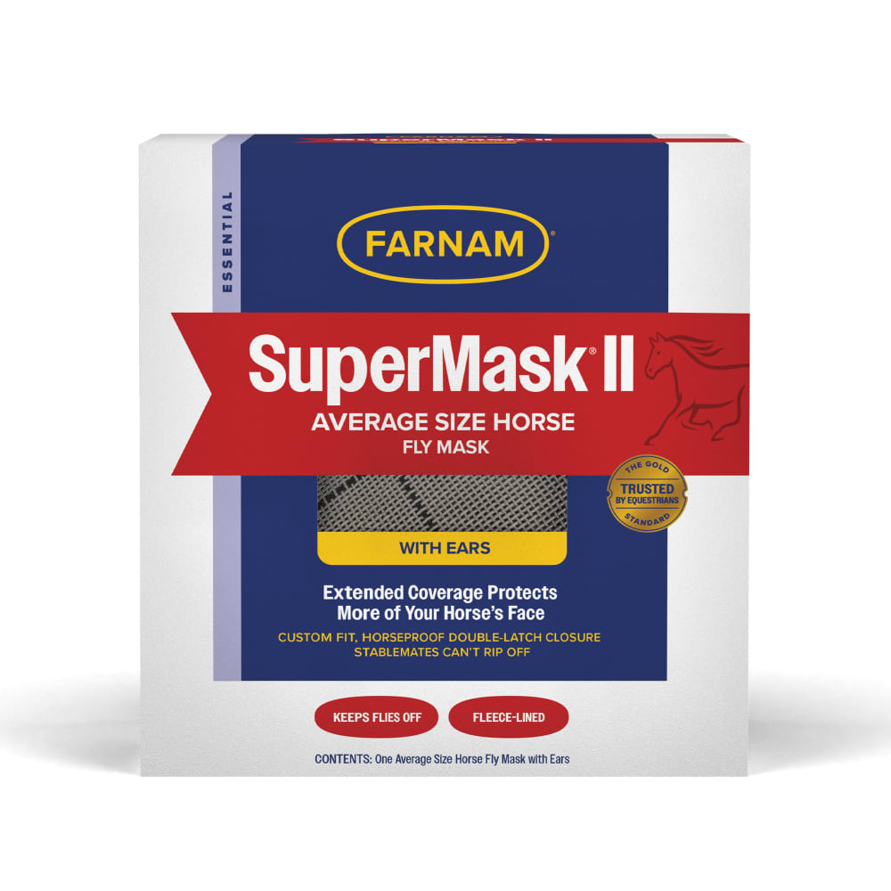 Farnam SuperMask II Fly Horse Mask with Ears Average Horse Assorted Colors