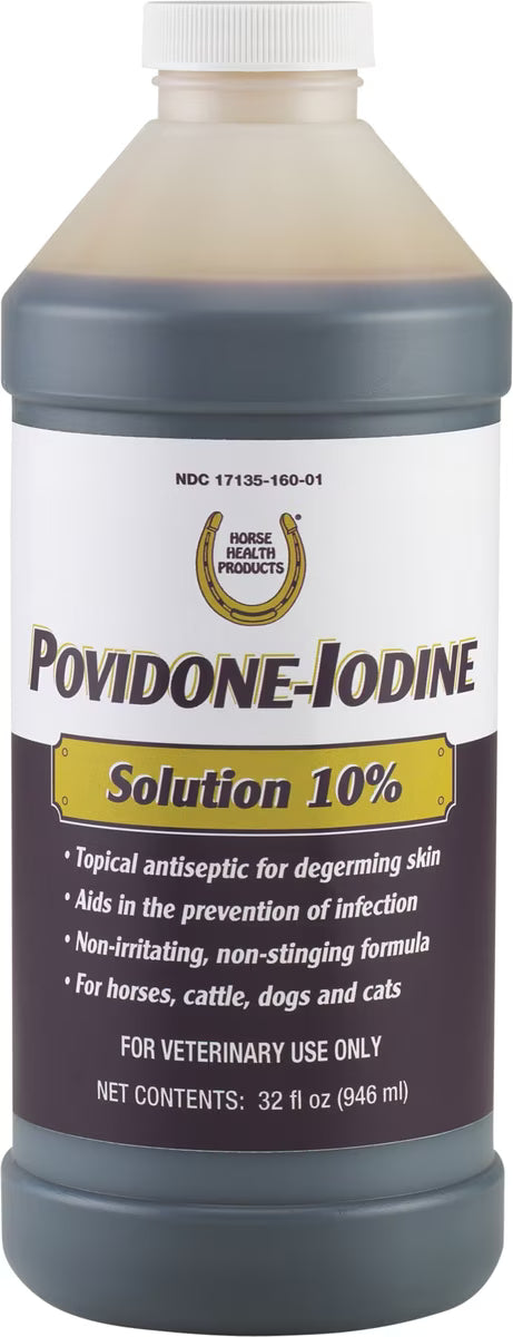 Horse Health Products Povidone-Iodine 10% Solution Horse Wound Care 32oz