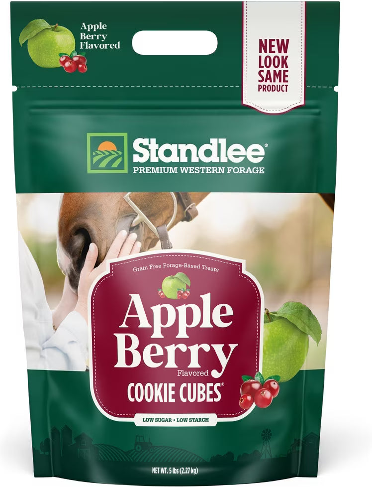 Standlee Premium Cookie Cubes Low Starch, Low Sugar Apple Berry Flavored Horse Treats 5lb