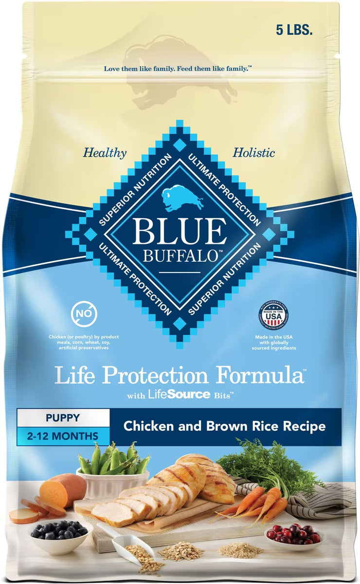 Blue Buffalo Life Protection Formula Puppy Chicken & Brown Rice Recipe Dry Dog Food 5 LB