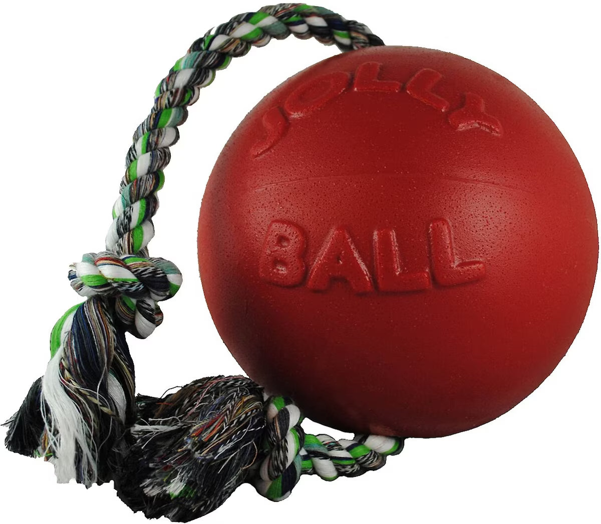 Jolly Pets Romp-n-Roll Rope and Ball Dog Toy 8in
