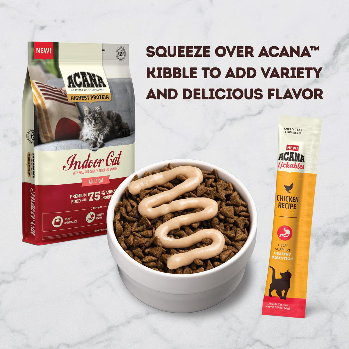 Acana Chicken Lickables Cat Treats 0.5oz tube 5pk
