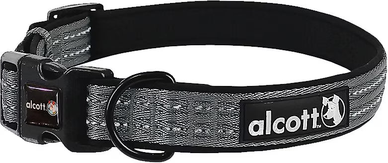 Alcott Adventures Reflective Adjustable Dog Collar Grey Large