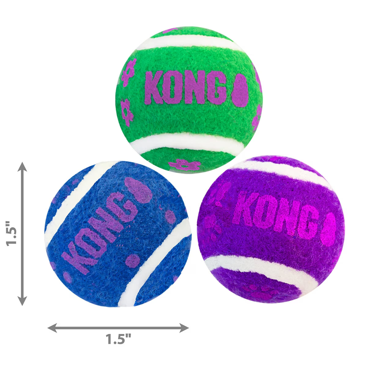 Kong Tennis Balls with Bells Cat Toys 3pk