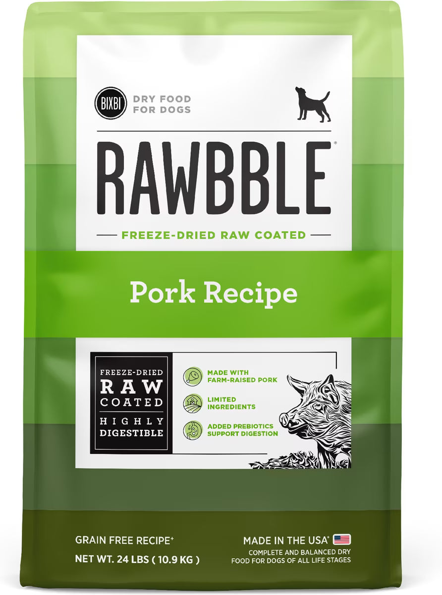 Bixbi Rawbble Fresh Pork Recipe Grain-Free Dry Dog Food 24lb
