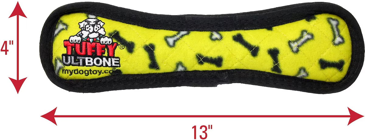 Tuffy's Ultimate Bone Durable Plush Dog Toy Yellow