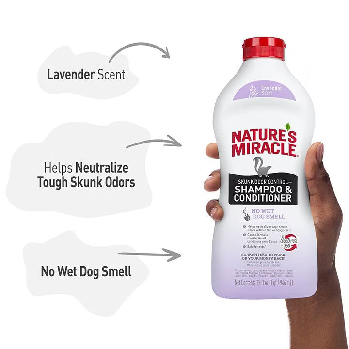 Nature's Miracle Skunk Odor Control Shampoo, Lavender Scent 32oz