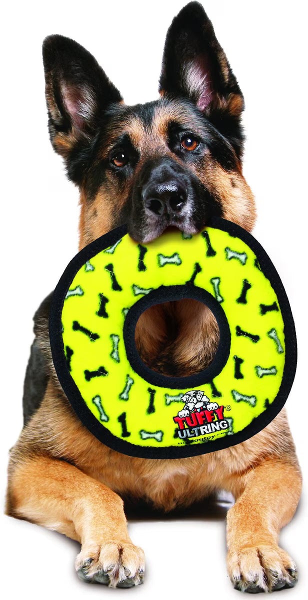 Tuffy's Ultimate Ring Durable Plush Dog Toy Yellow