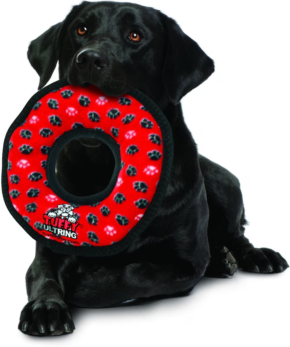 Tuffy's Ultimate Ring Durable Plush Dog Toy Red