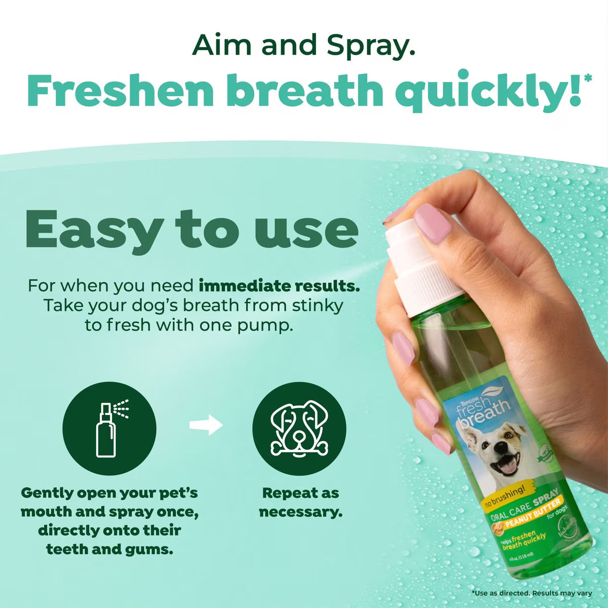 TropiClean Fresh Breath Oral Care Breath Freshener Dental Spray Peanut Butter Flavor 4oz
