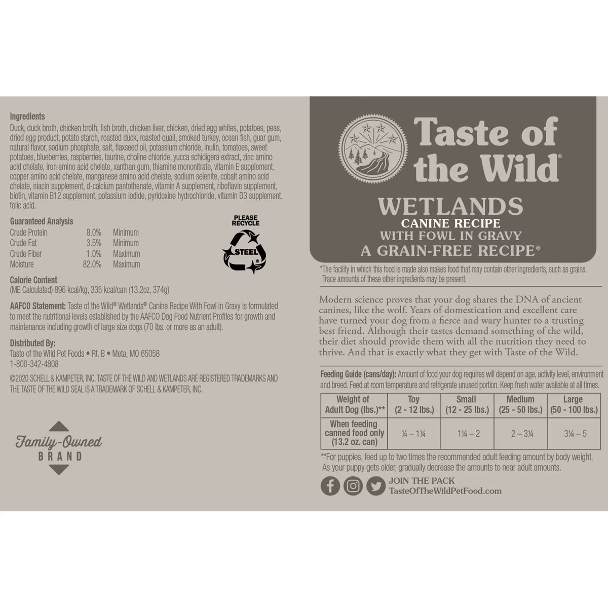Taste of the Wild Wetlands Grain-Free Fowl in Gravy Canned Dog Food 13.2 OZ
