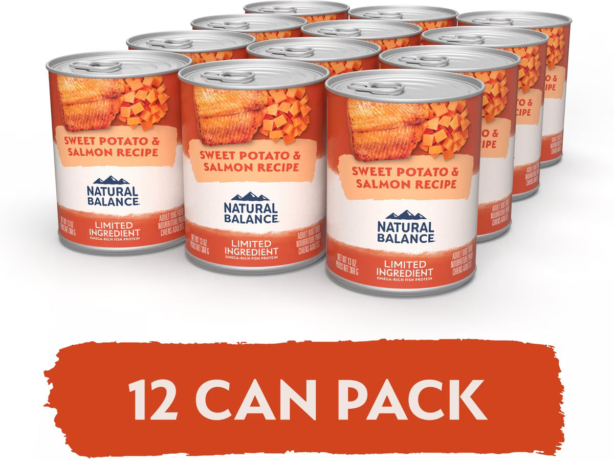 Natural Balance Limited Ingredient Grain-Free Sweet Potato & Salmon Wet Dog Food 13 oz cans case
