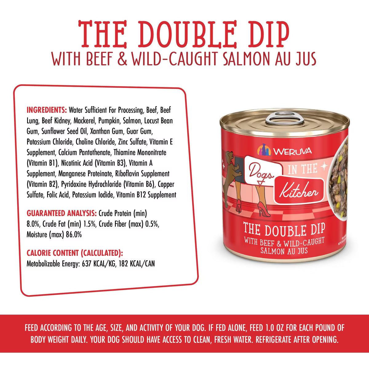 Weruva Dogs in the Kitchen The Double Dip with Beef & Wild Caught Salmon Au Jus Grain-Free Canned Dog Food 10oz