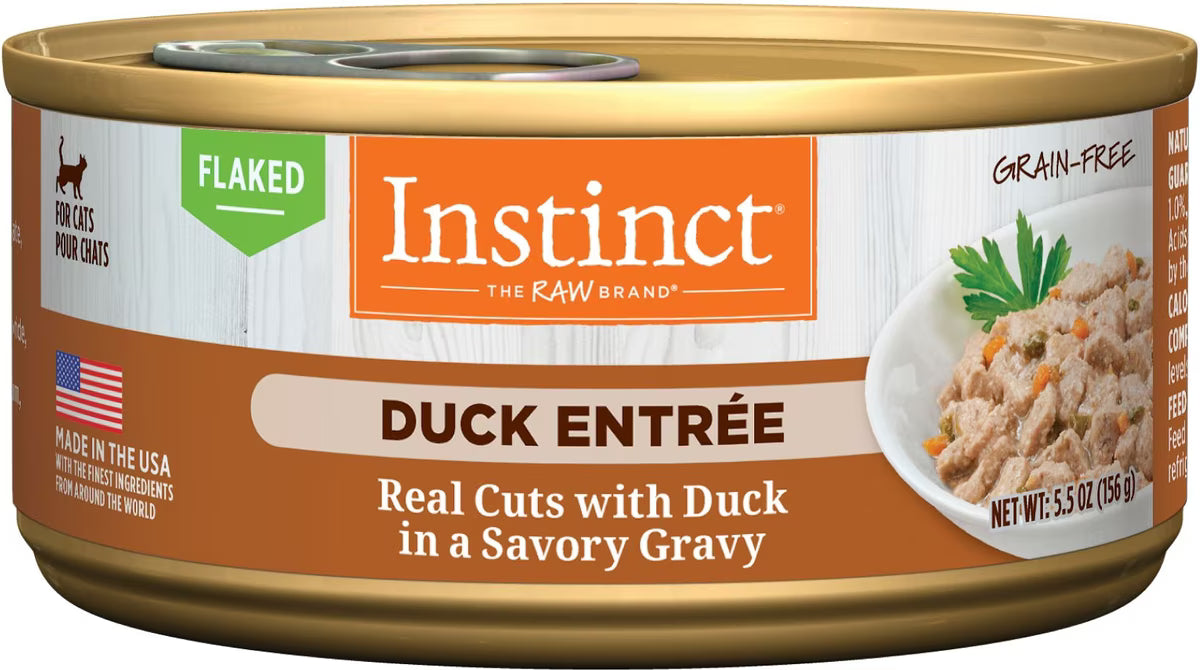 NV Instinct Duck Entree Grain-Free Flaked Wet Cat Food, 5.5-oz can