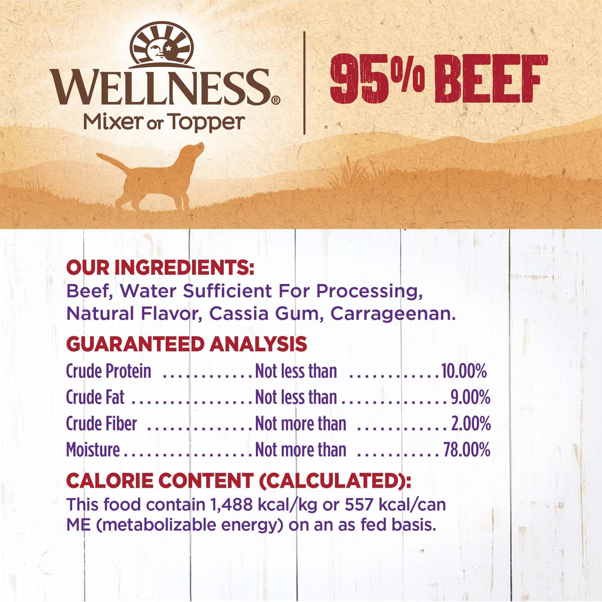 Wellness 95% Beef Grain-Free Canned Dog Food 13.2oz