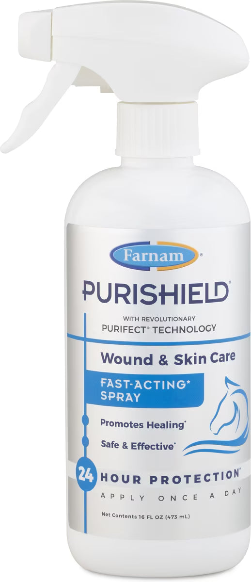 Farnam PuriShield Fast-Acting Wound & Skin Care Spray for Horses, Livestock, Dogs & Cats 16oz