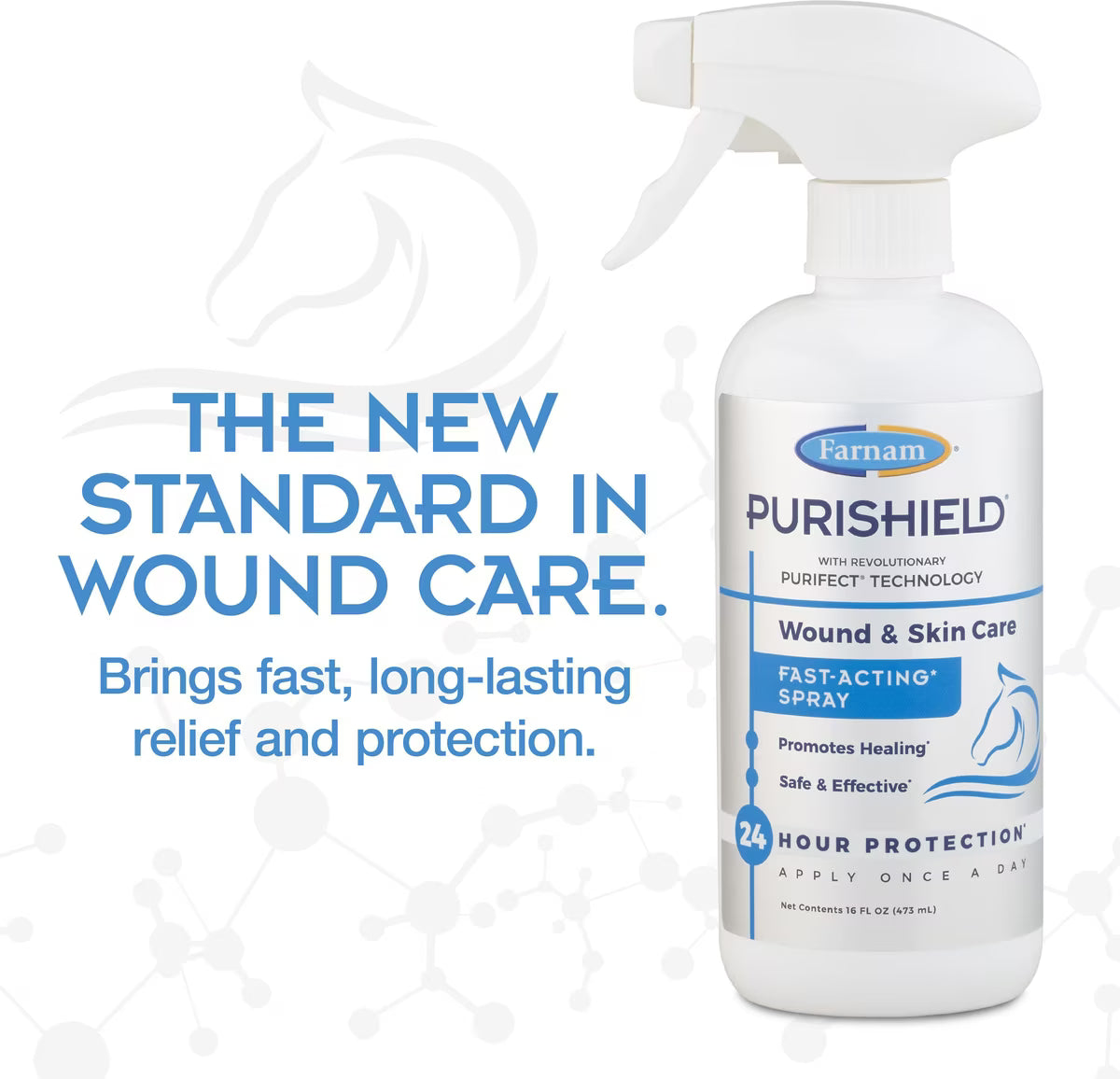 Farnam PuriShield Fast-Acting Wound & Skin Care for Horses, Livestock, Dogs & Cats 16oz