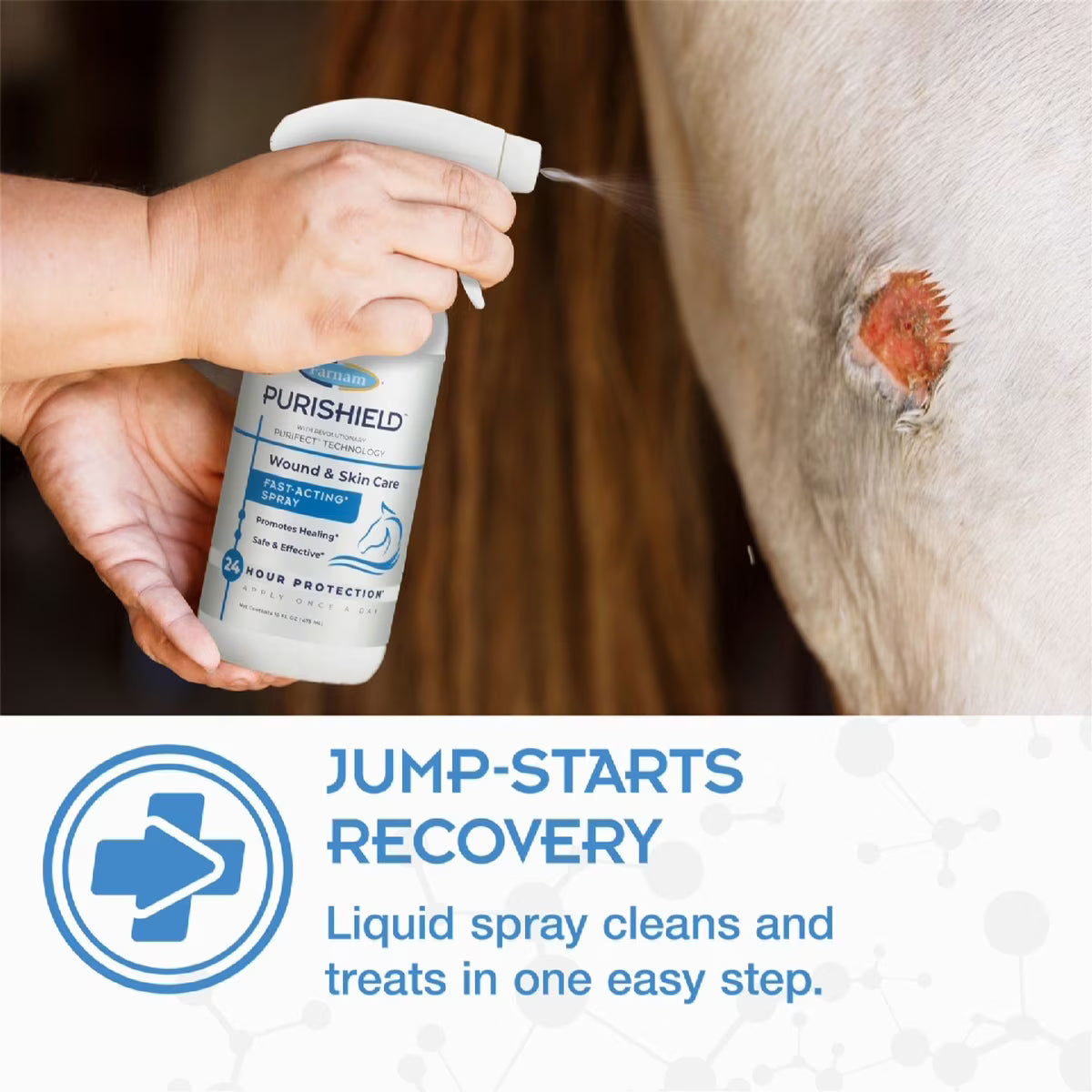 Farnam PuriShield Fast-Acting Wound & Skin Care for Horses, Livestock, Dogs & Cats 16oz