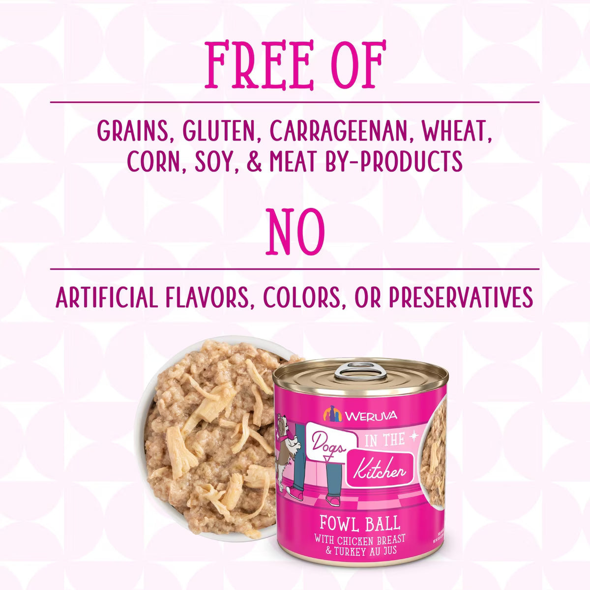 Weruva Dogs in the Kitchen Fowl Ball with Chicken Breast & Turkey Au Jus Grain-Free Canned Dog Food 10oz