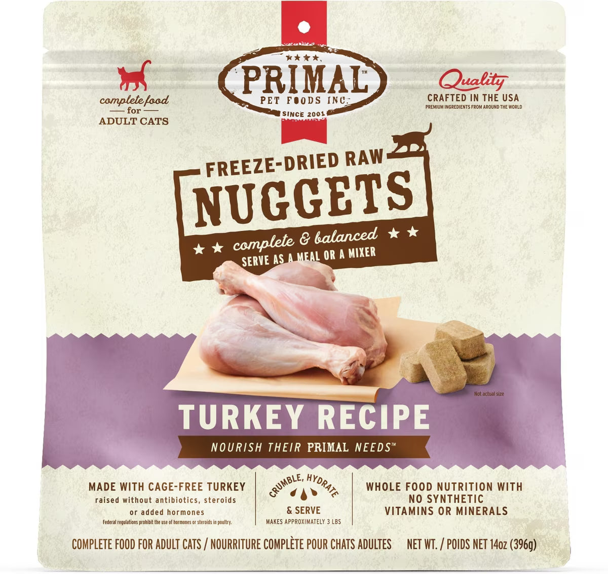Primal Freeze-Dried Nuggets Turkey Recipe for Cats 14oz