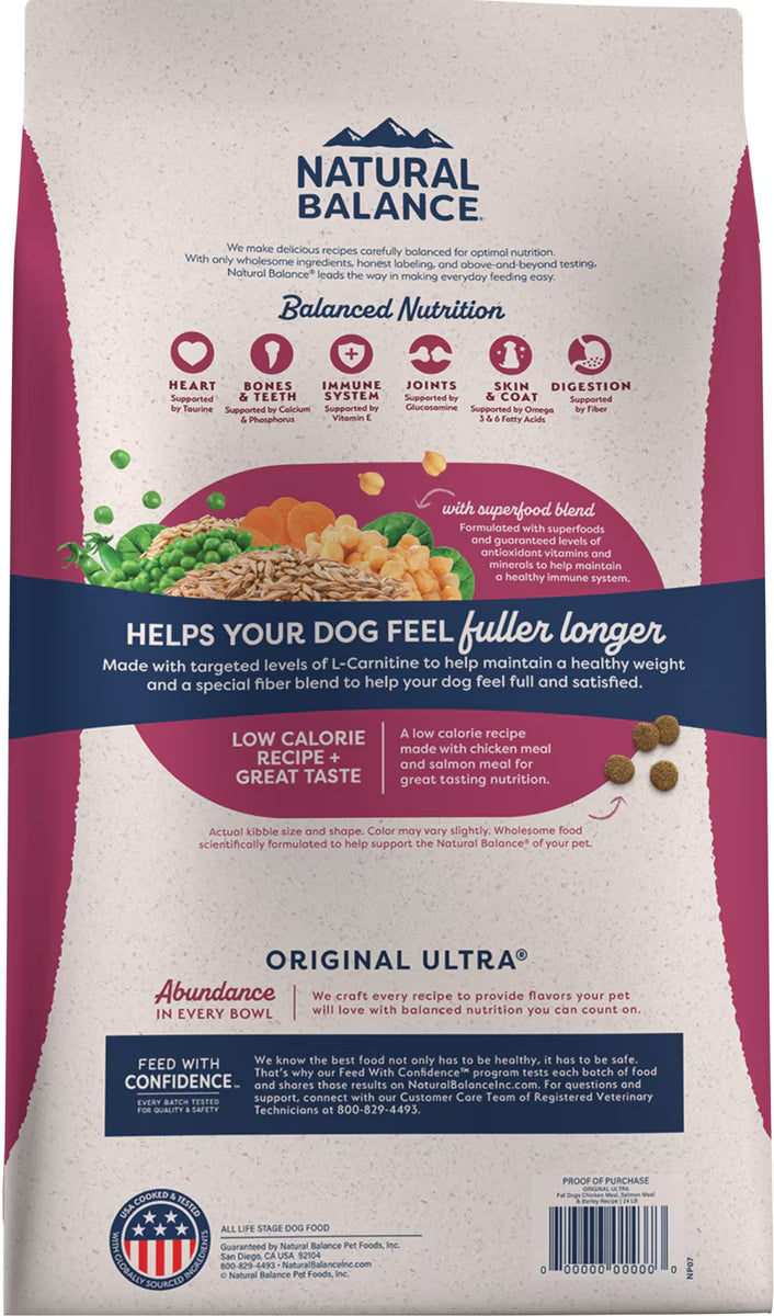 Natural Balance Fat Dogs Chicken Meal, Salmon, Barley Recipe Dry Dog Food 11lb