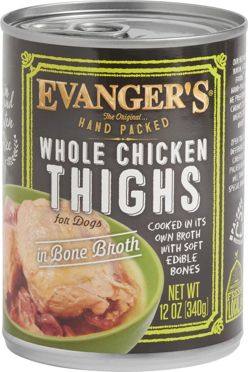 Evanger's Grain-Free Whole Chicken Thighs Canned Dog Food 12oz
