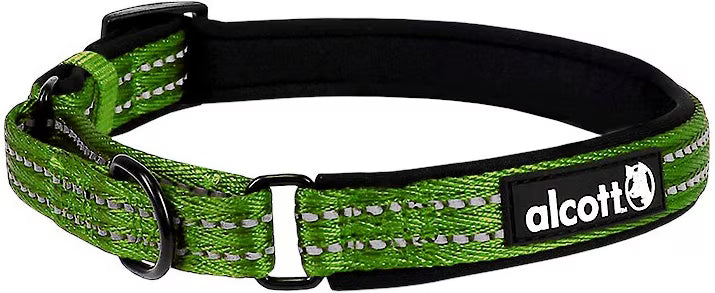 Alcott Adventures Reflective Martingale Dog Collar Green Small