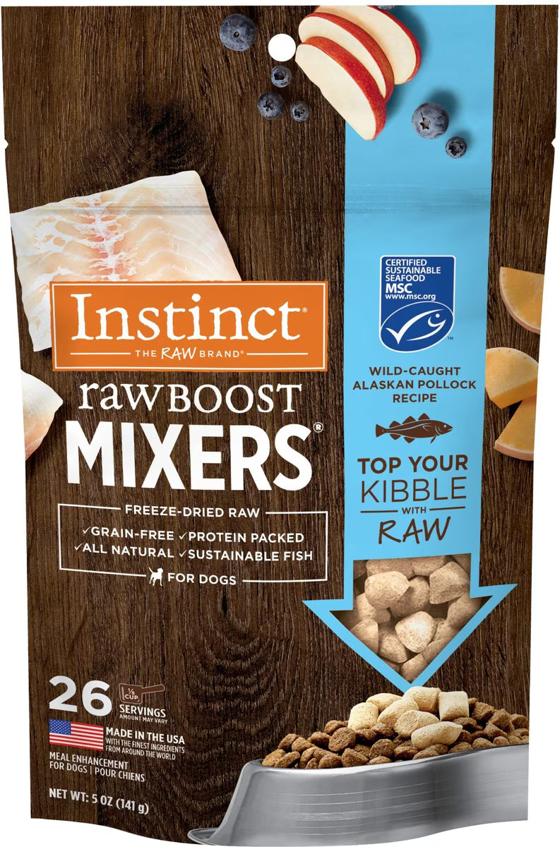 Instinct Raw Boost Mixers Wild Caught Alaskan Pollock Recipe High-Protein Grain-Free Freeze-Dried Dog Food Topper 5oz